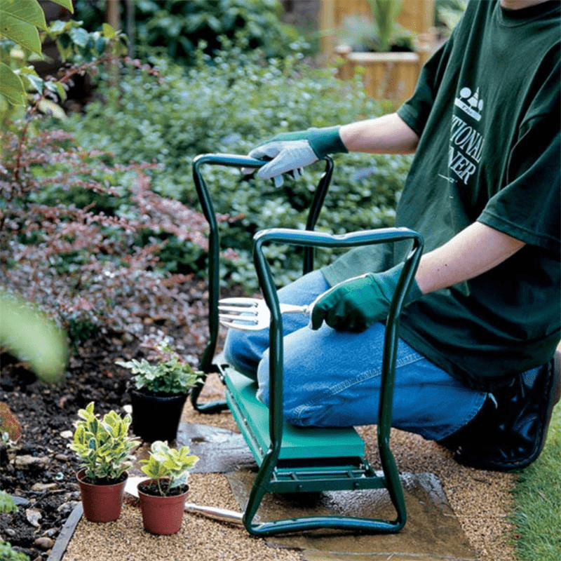 Garden Kneeler Bench with Foam Pad and Side Pockets