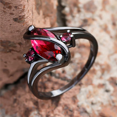 Red Leaf Crystal Ring