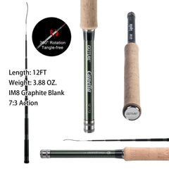 Goture 12FT/3.6M Telescopic Tenkara Fly Fishing Rod Combo – Portable Carbon Fiber Rod for Trout, Bass, and Crappie