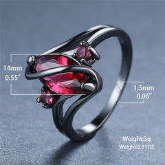 Red Leaf Crystal Ring