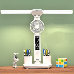 Double Head Lighting LED Fan Rechargeable Table Lamp Eye Protection