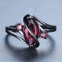 Red Leaf Crystal Ring