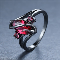 Red Leaf Crystal Ring