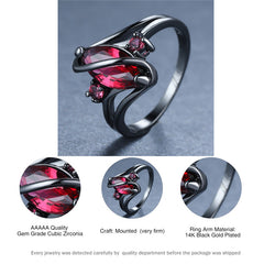 Red Leaf Crystal Ring