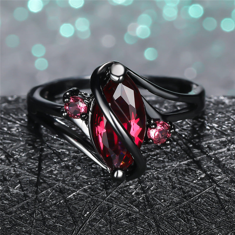 Red Leaf Crystal Ring